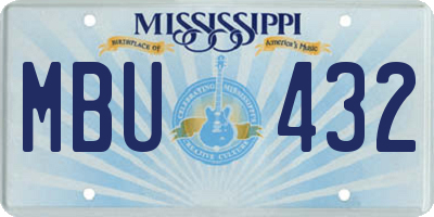 MS license plate MBU432