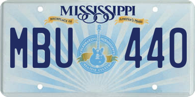 MS license plate MBU440