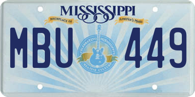 MS license plate MBU449