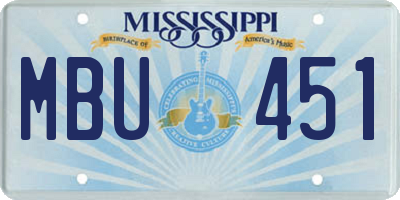 MS license plate MBU451
