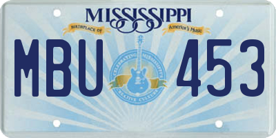 MS license plate MBU453