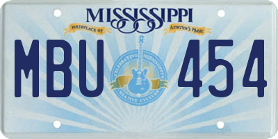 MS license plate MBU454