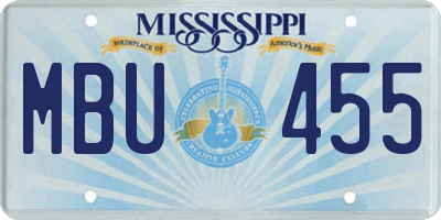 MS license plate MBU455