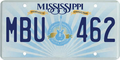 MS license plate MBU462