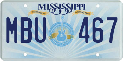 MS license plate MBU467