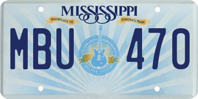 MS license plate MBU470