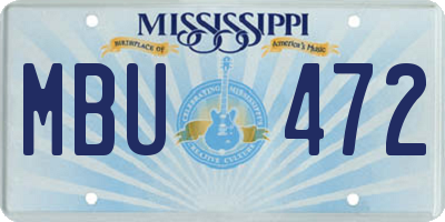 MS license plate MBU472
