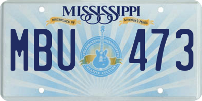 MS license plate MBU473
