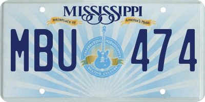 MS license plate MBU474