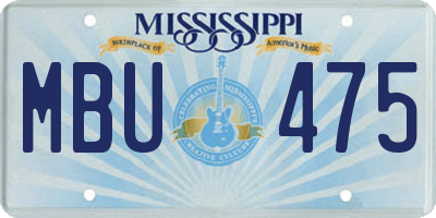 MS license plate MBU475