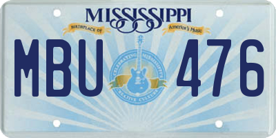 MS license plate MBU476