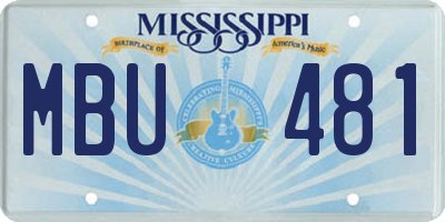 MS license plate MBU481