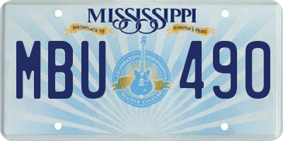 MS license plate MBU490