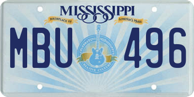 MS license plate MBU496