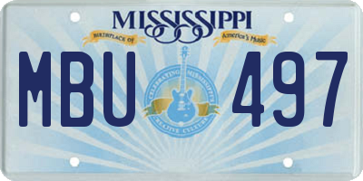 MS license plate MBU497