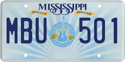 MS license plate MBU501