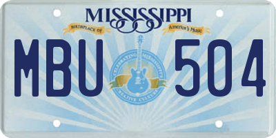 MS license plate MBU504