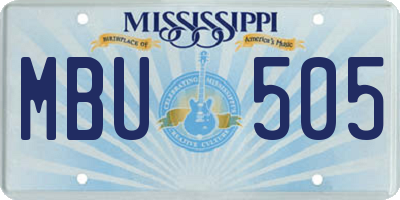 MS license plate MBU505
