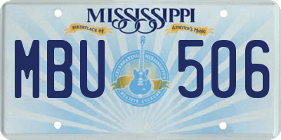MS license plate MBU506