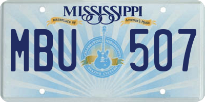 MS license plate MBU507