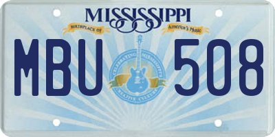 MS license plate MBU508
