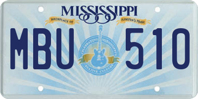 MS license plate MBU510