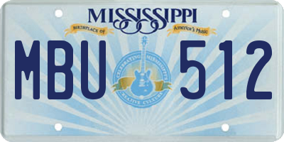 MS license plate MBU512