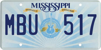 MS license plate MBU517