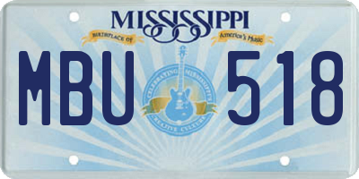 MS license plate MBU518