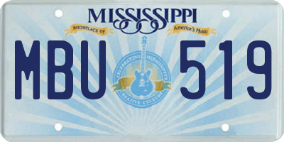 MS license plate MBU519