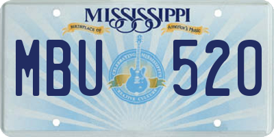 MS license plate MBU520