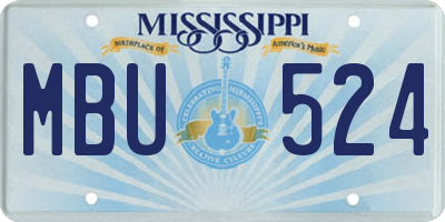 MS license plate MBU524