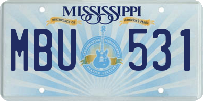 MS license plate MBU531