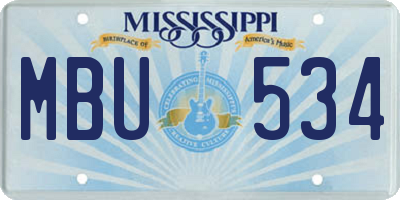 MS license plate MBU534