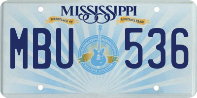 MS license plate MBU536