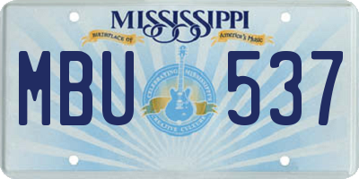 MS license plate MBU537