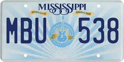MS license plate MBU538
