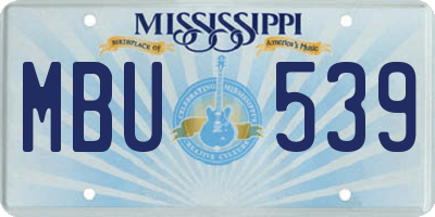 MS license plate MBU539