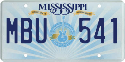 MS license plate MBU541