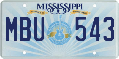 MS license plate MBU543