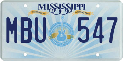 MS license plate MBU547