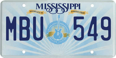 MS license plate MBU549