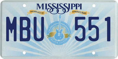 MS license plate MBU551