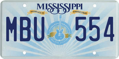 MS license plate MBU554
