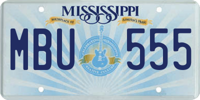 MS license plate MBU555