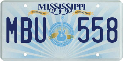 MS license plate MBU558