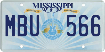 MS license plate MBU566