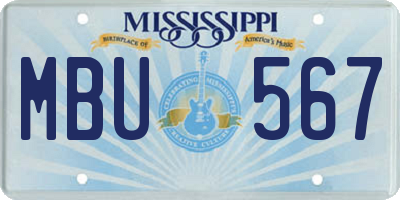 MS license plate MBU567