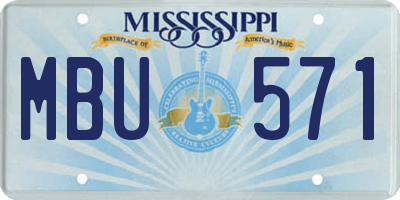 MS license plate MBU571