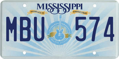MS license plate MBU574